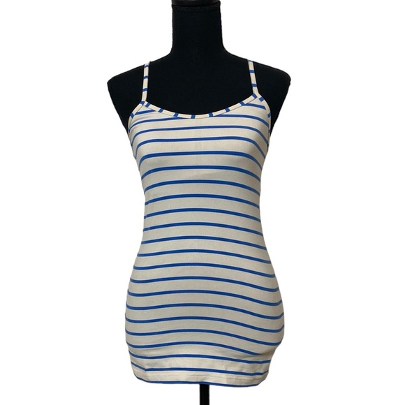 lululemon athletica Tops - Lululemon White Blue Striped Yoga Athletic Tank Top 4